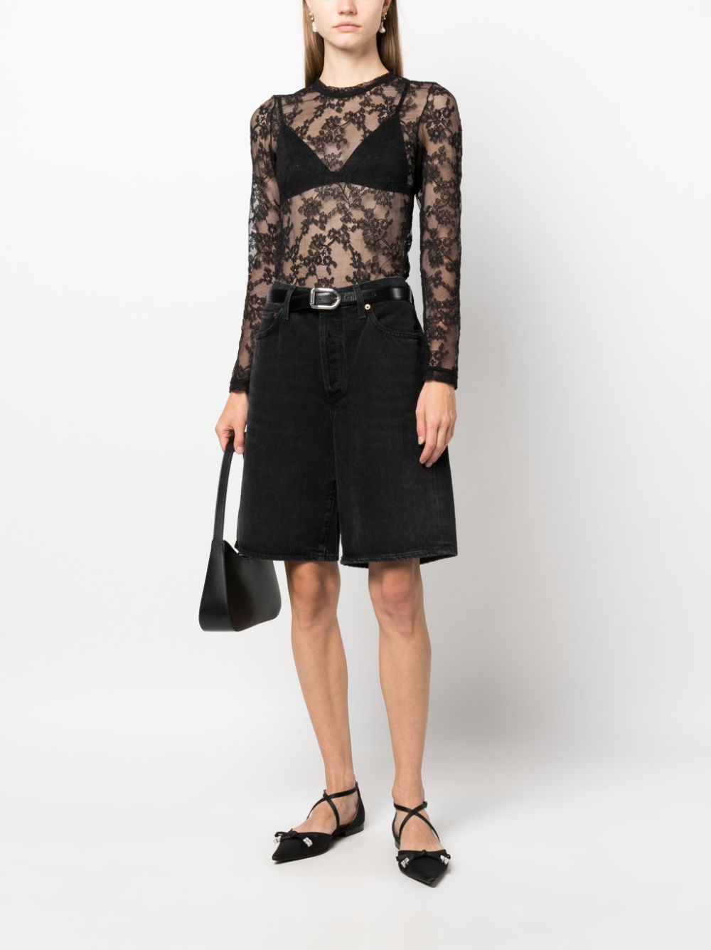 PAROSH Floral Lace Long Sleeve T-Shirt