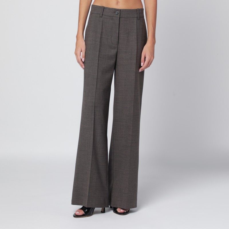 PAROSH Wool Blend Trousers with Front Pleats for Women