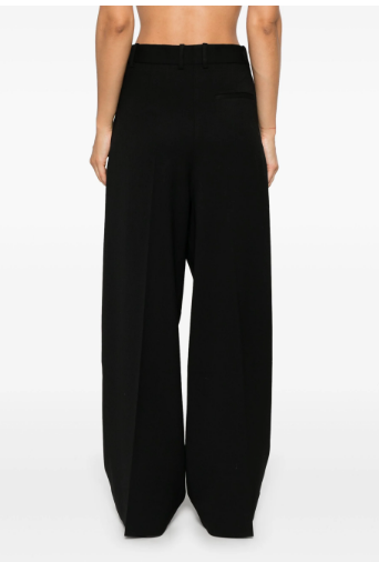 PAROSH Luxury Virgin Wool Trousers with Wide Front Pleats