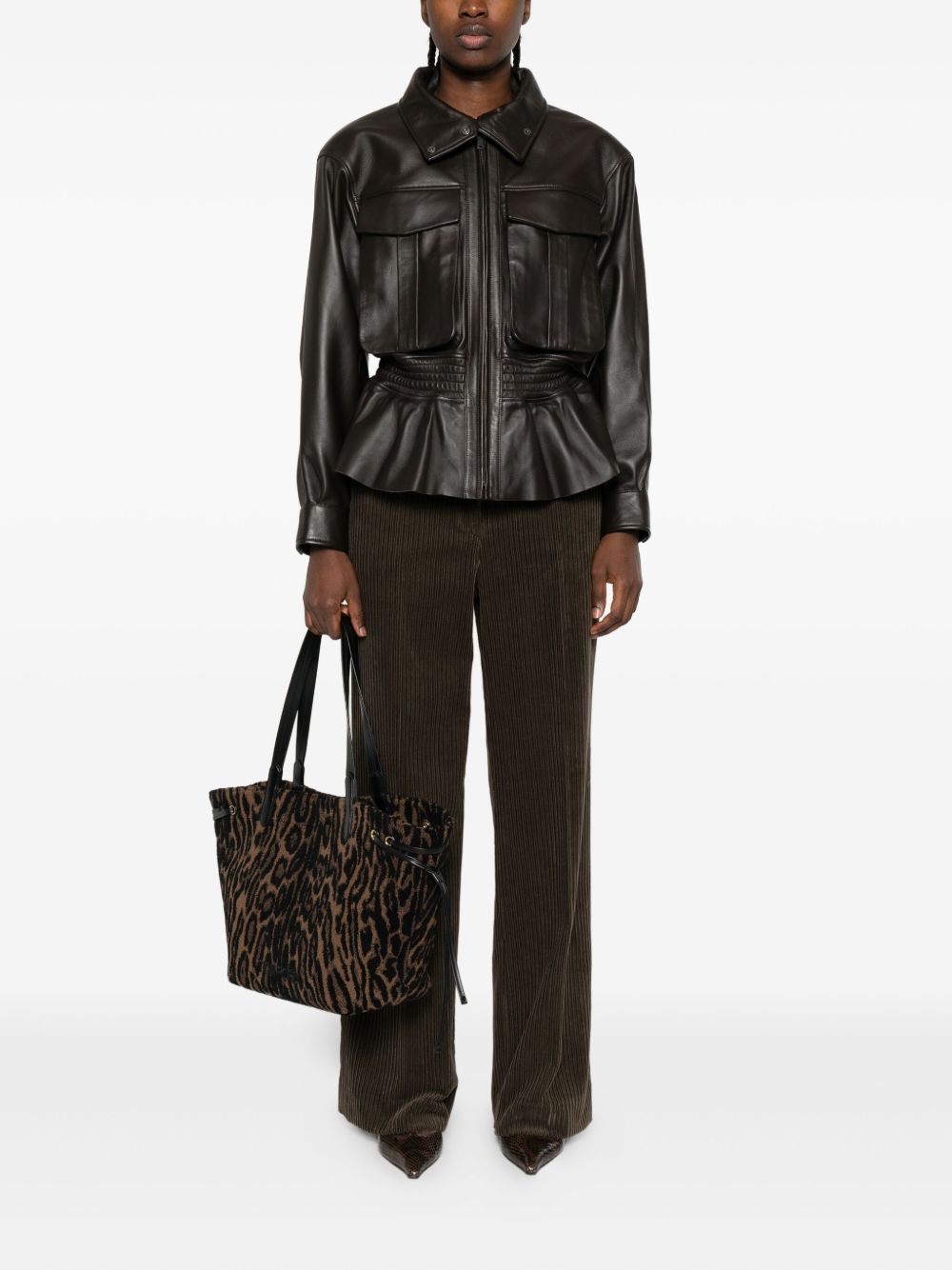 PAROSH Wide Leg Corduroy Trousers for Women