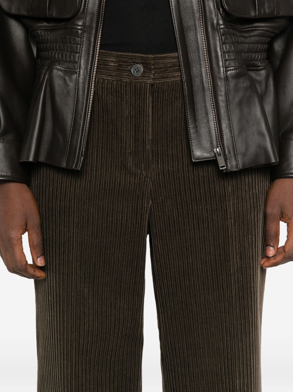 PAROSH Wide Leg Corduroy Trousers for Women