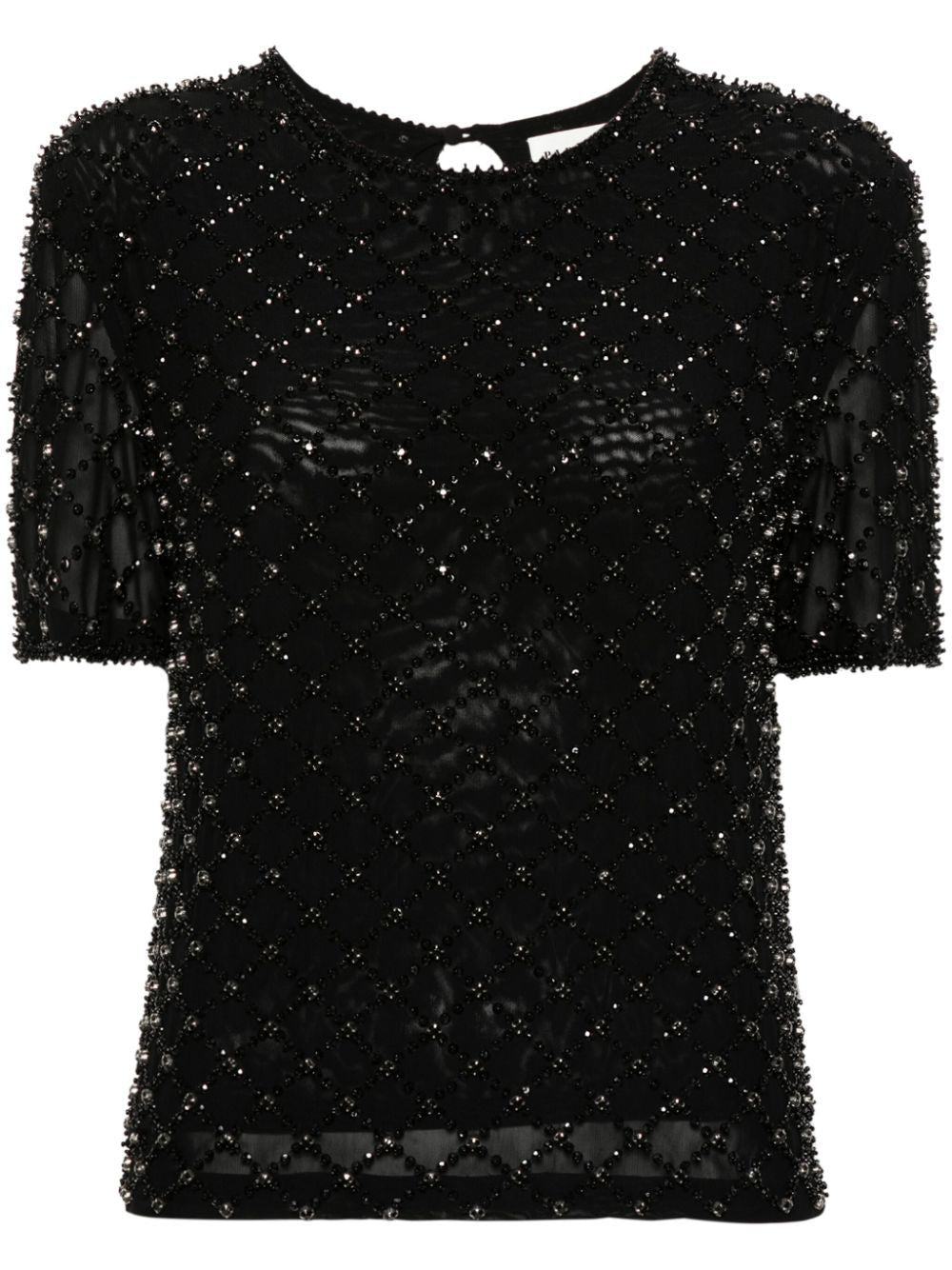 PAROSH Bead Embellished T-Shirt for Women