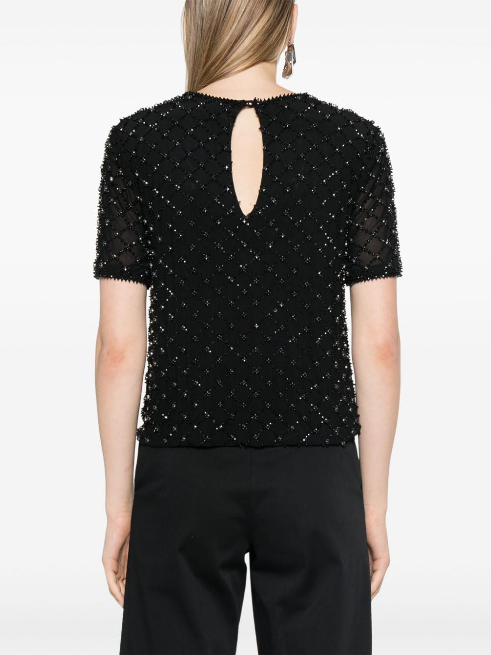 PAROSH Bead Embellished T-Shirt for Women