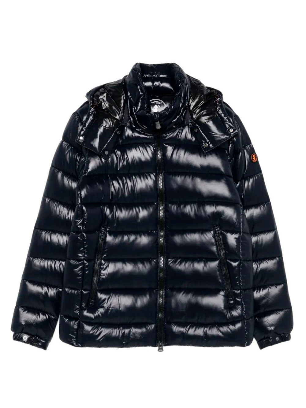SAVE THE DUCK Men's Florian Down Jacket with Lacquered Finish and Removable Hood