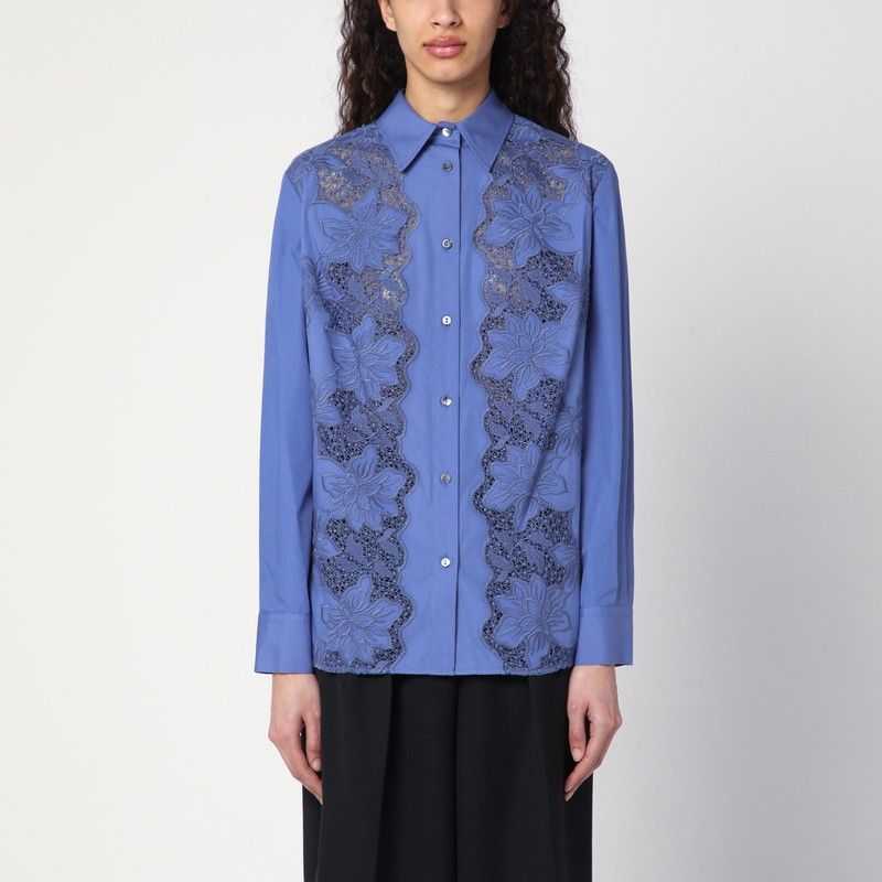 PAROSH Embroidered Cotton Shirt for Women - SS25