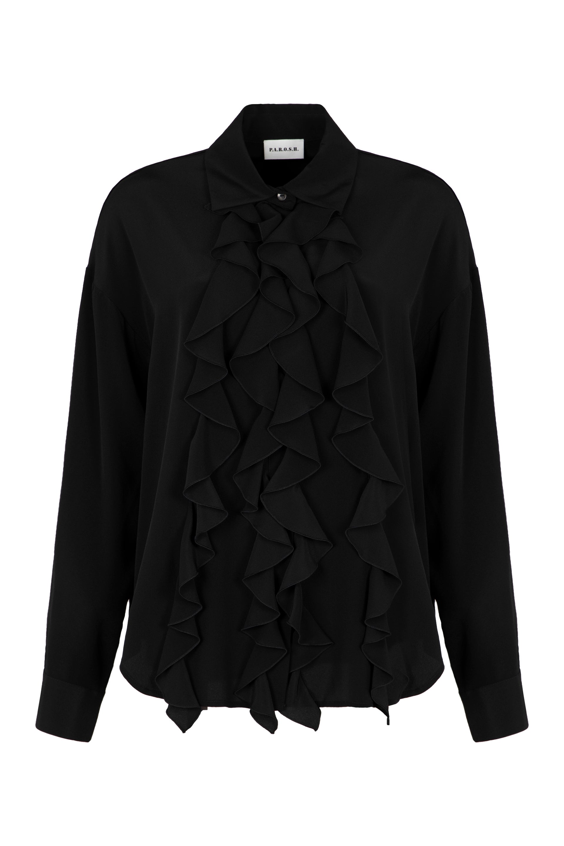 PAROSH Elegant Ruffled Silk Shirt for Women