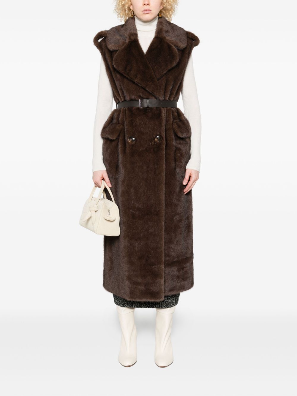 PAROSH Elegant Sleeveless Faux Fur Vest