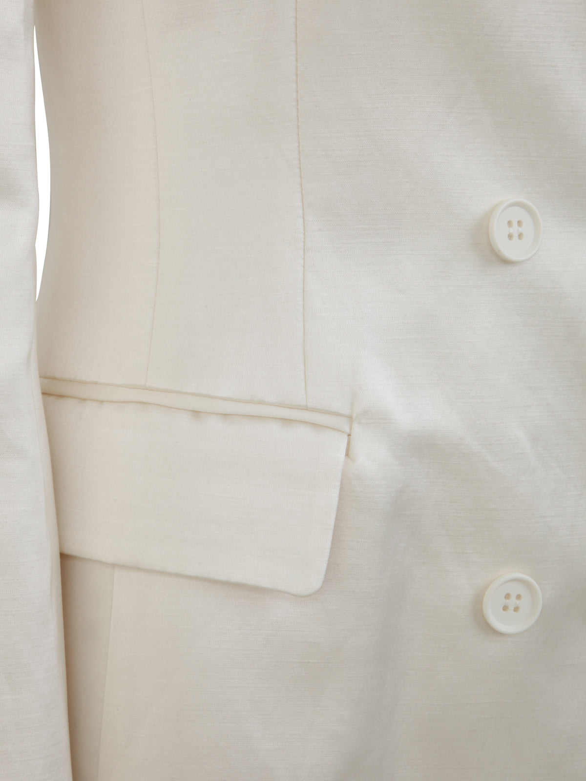 PAROSH Double Breasted Satin and Linen Jacket