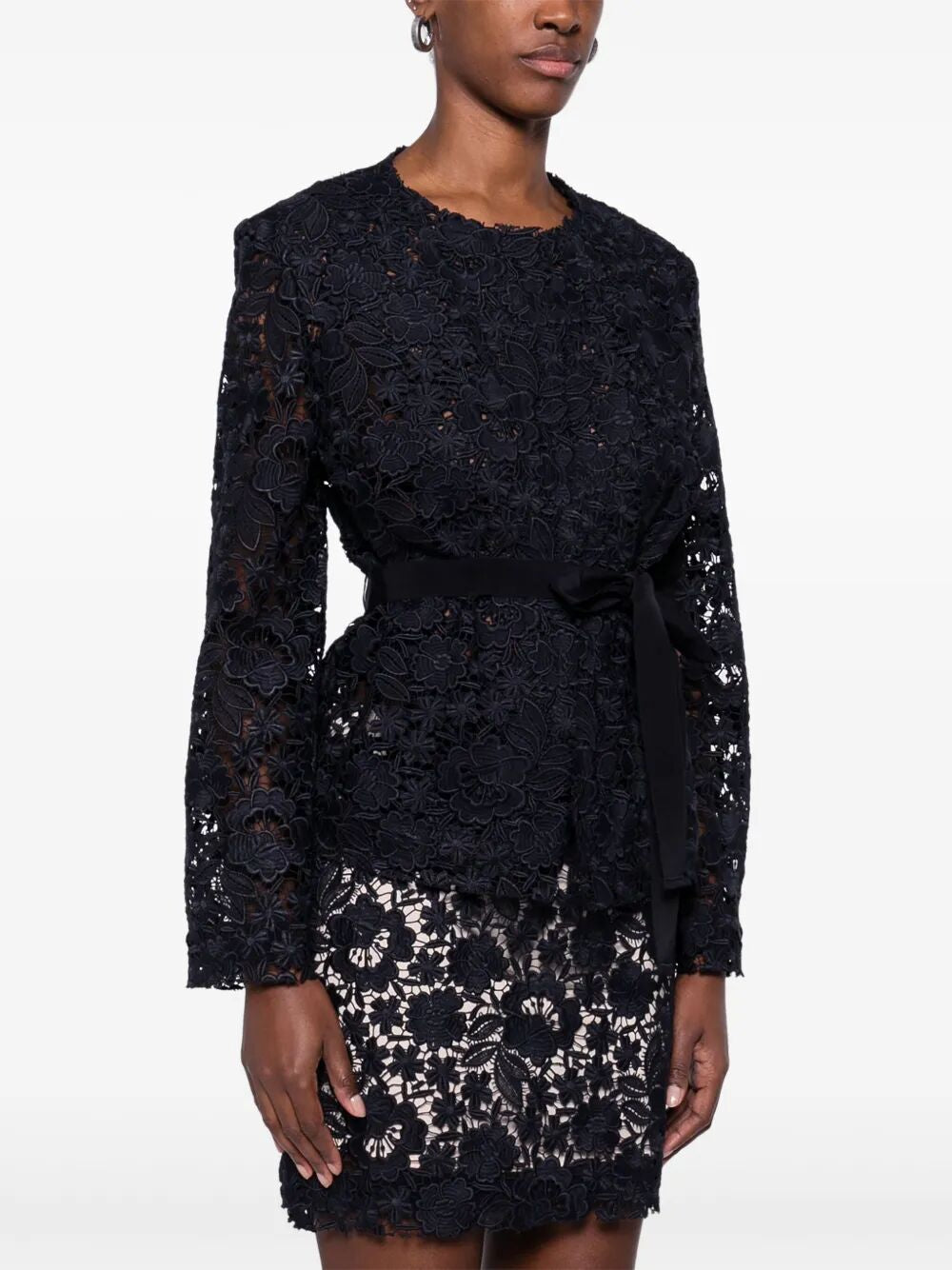 PAROSH Floral Lace Mini Jacket