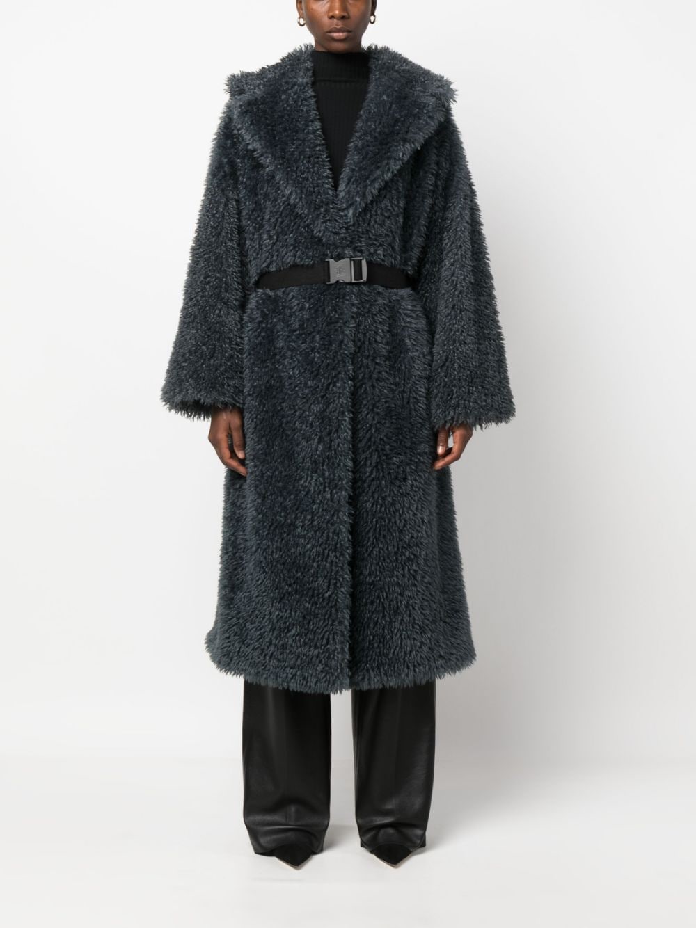 ERMANNO SCERVINO Belted Shearling Wool Teddy Jacket