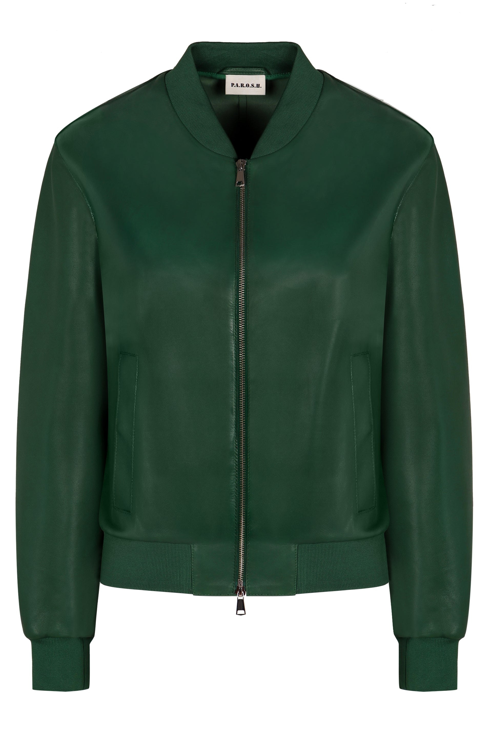 PAROSH Lambskin Jacket with Ribbed Knit Edges for Women