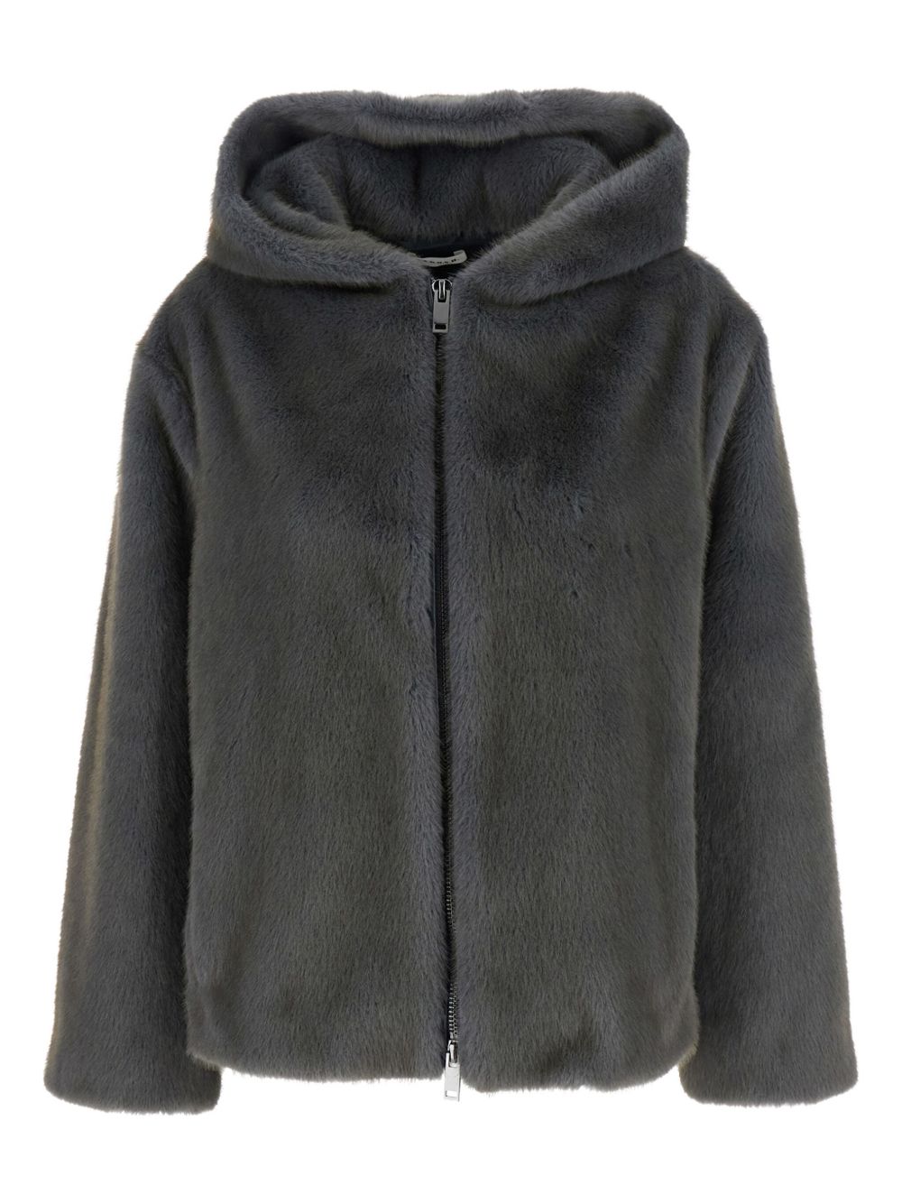 PAROSH Faux Fur Jacket with Hood