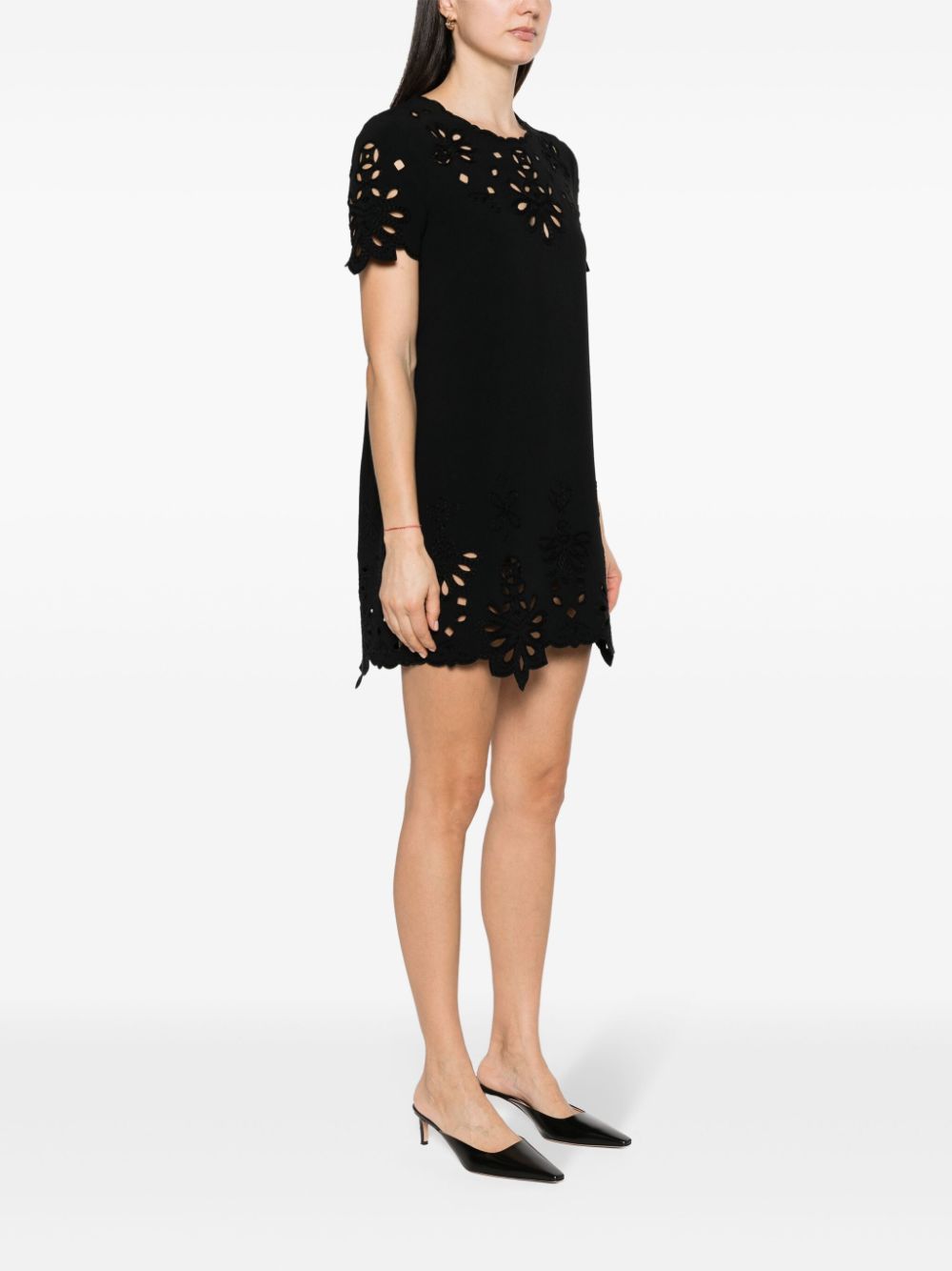 ERMANNO SCERVINO Embroidered Cotton Mini Shift Dress