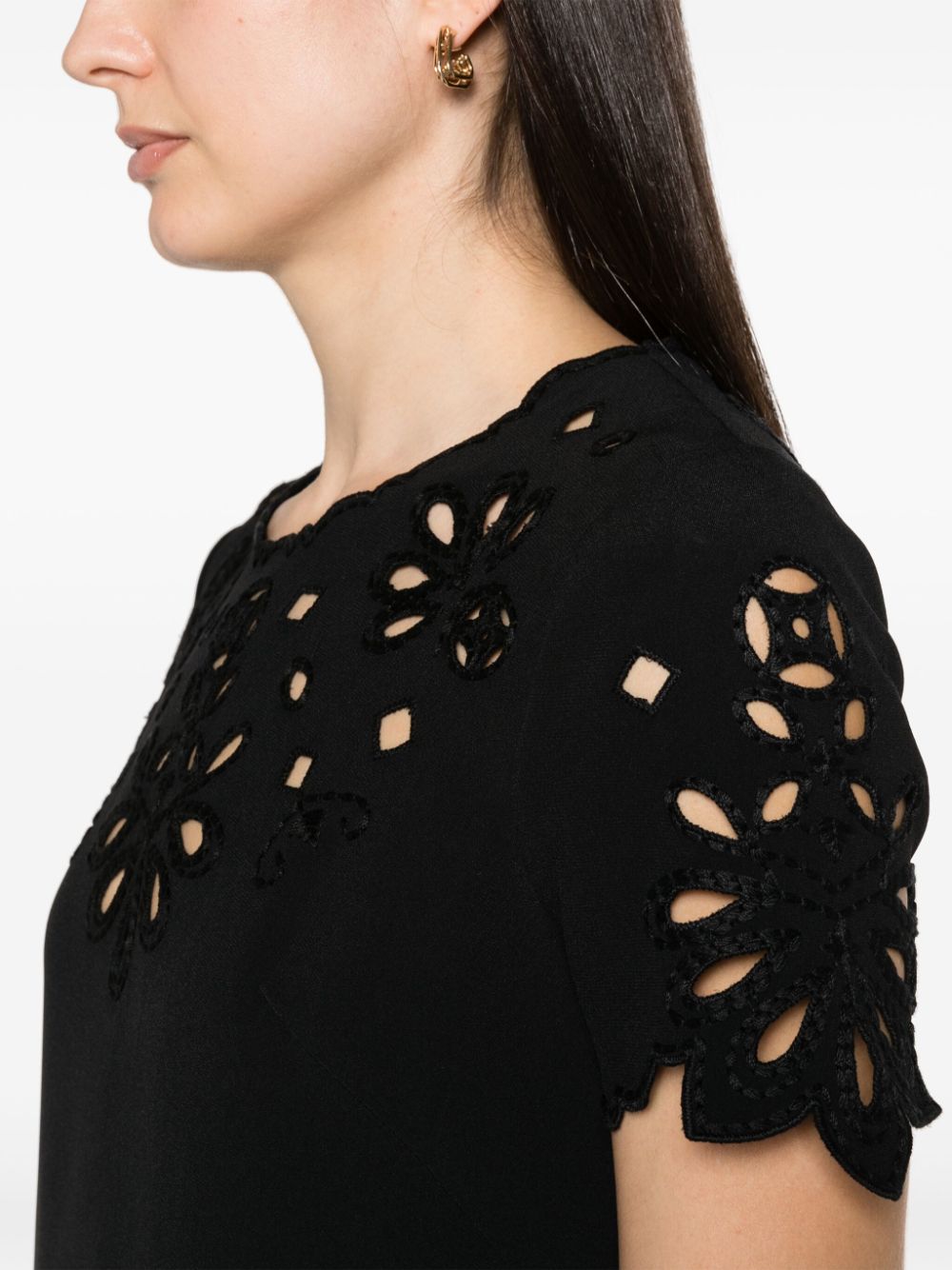 ERMANNO SCERVINO Embroidered Cotton Mini Shift Dress