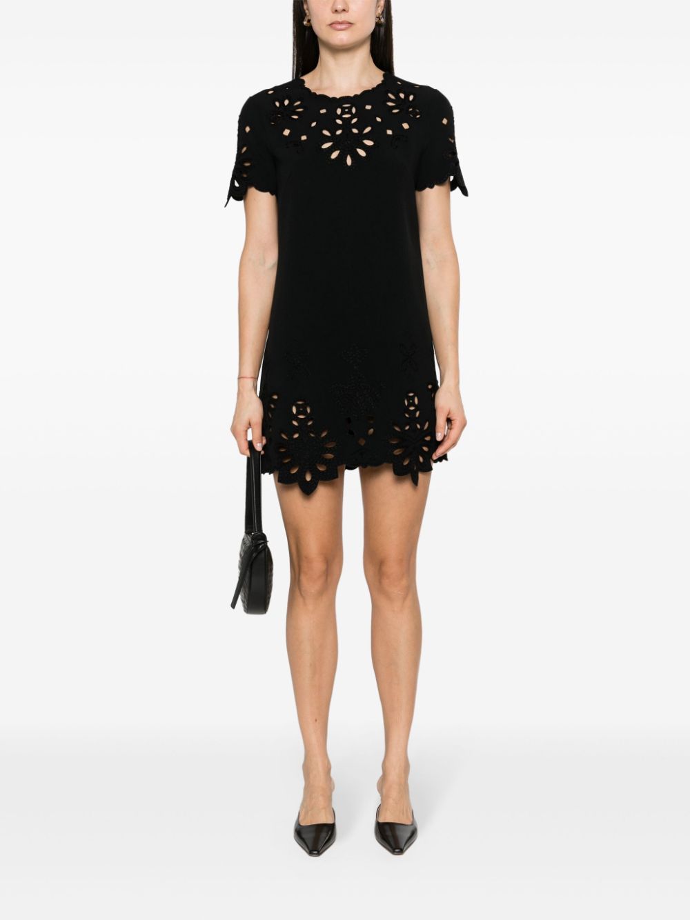 ERMANNO SCERVINO Embroidered Cotton Mini Shift Dress