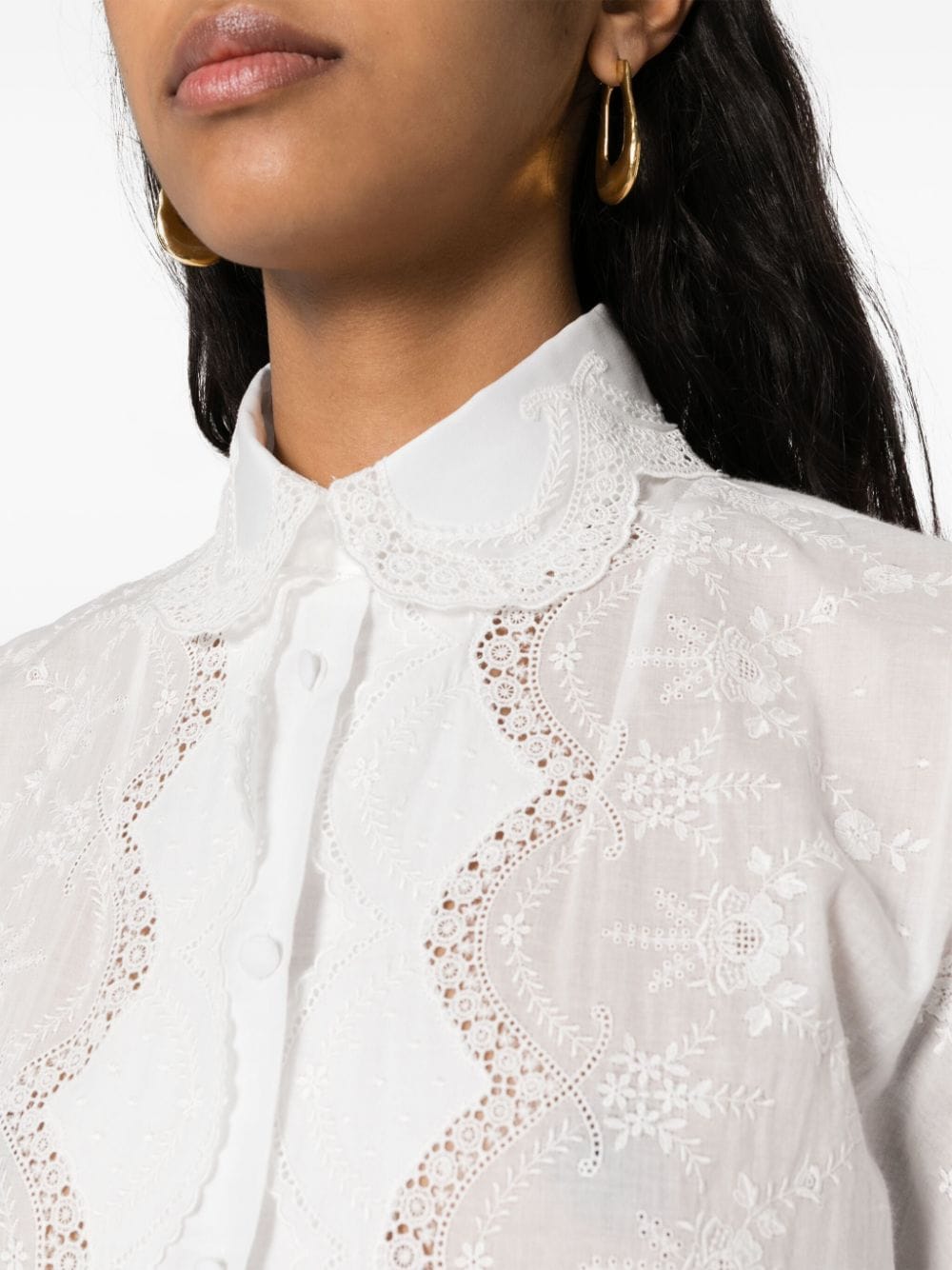 ERMANNO SCERVINO Embroidered Shirt Dress with Scallop Collar - SS24