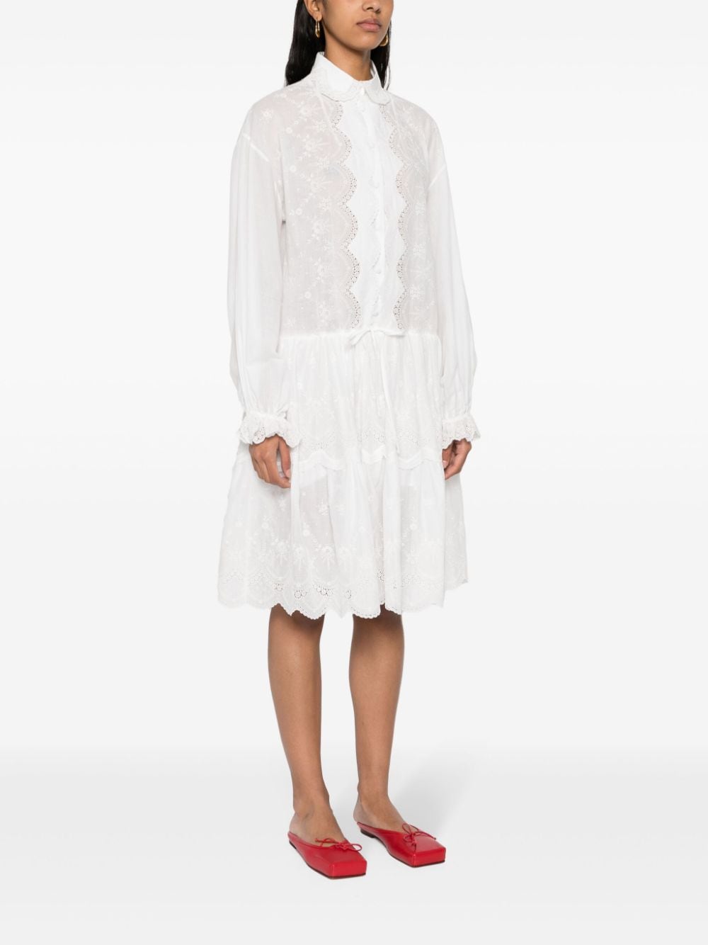 ERMANNO SCERVINO Embroidered Shirt Dress with Scallop Collar - SS24