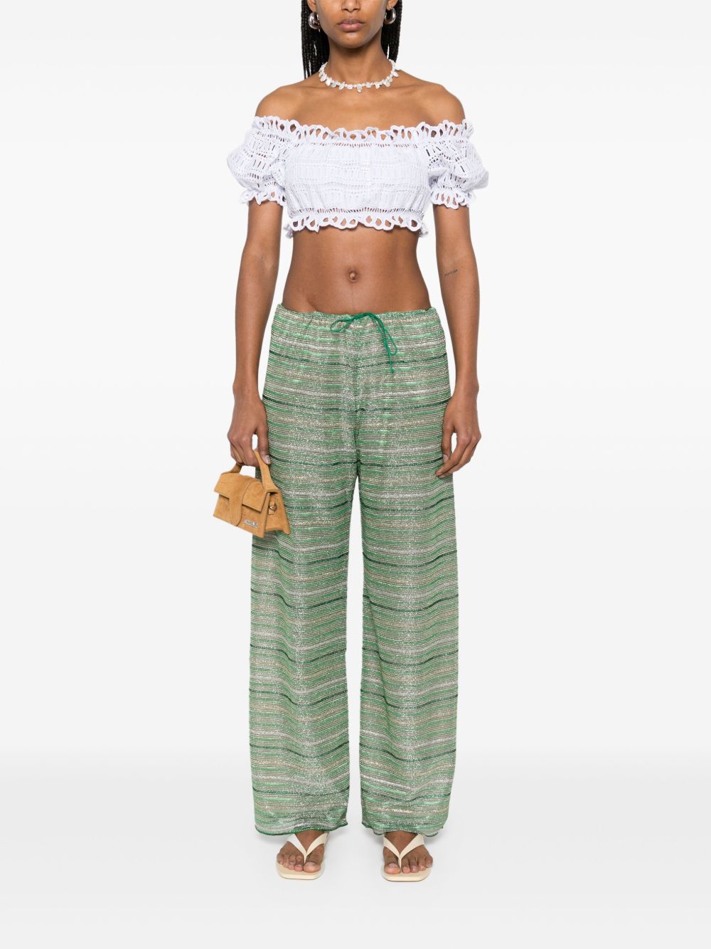 ERMANNO SCERVINO Scalloped Edge Cropped Lace Cotton Top