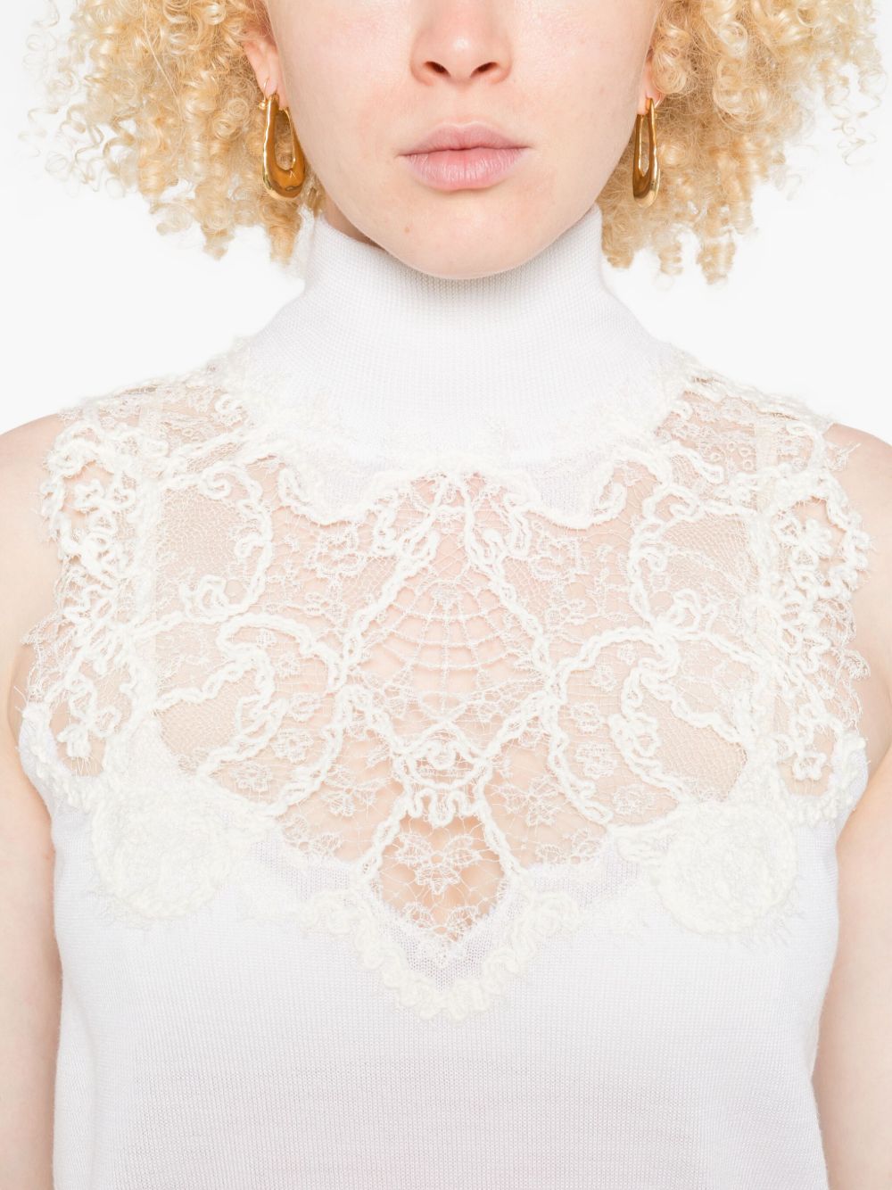 ERMANNO SCERVINO Wool Blend High Neck Sleeveless Tank Top