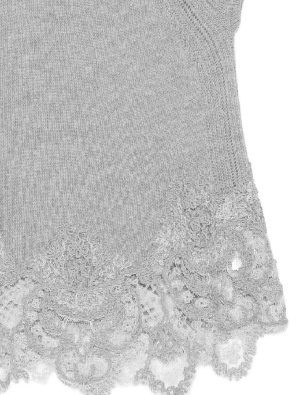 ERMANNO SCERVINO Lace Cashmere Top with Scalloped Hem