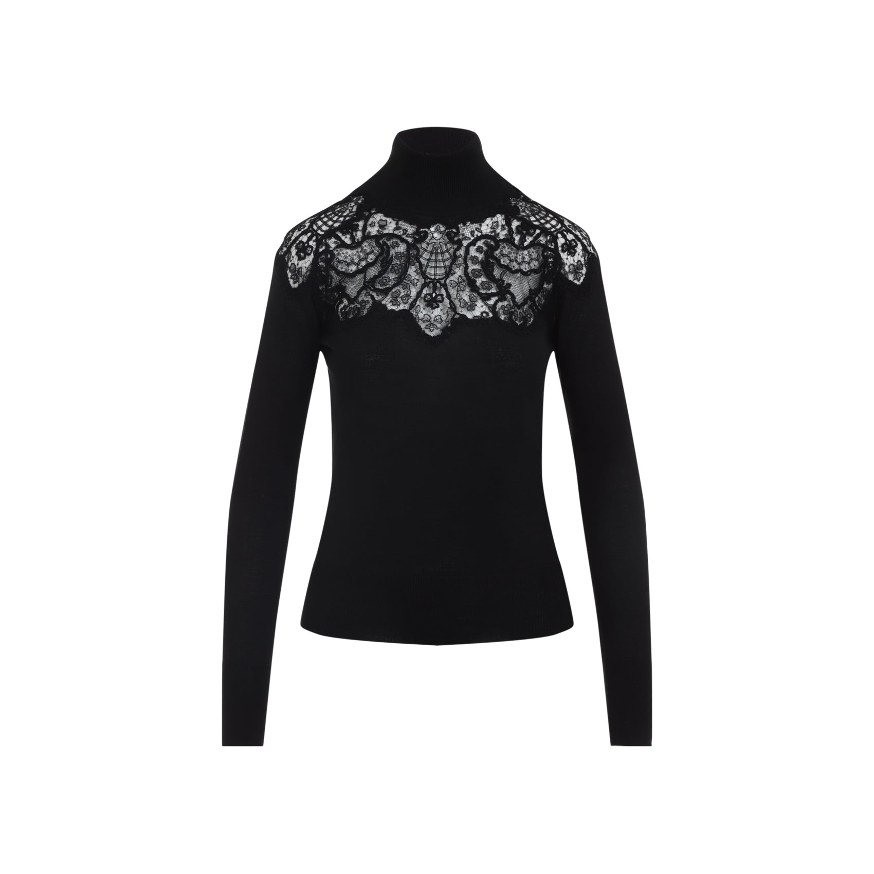 ERMANNO SCERVINO Cashmere Turtle-Neck Sweater with Lace Insert