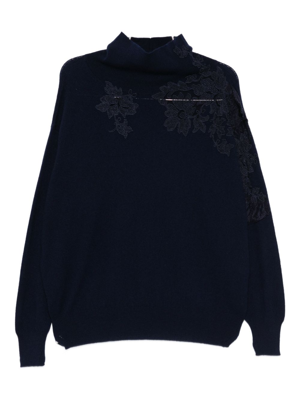 ERMANNO SCERVINO Floral Appliqué Rollneck Sweater