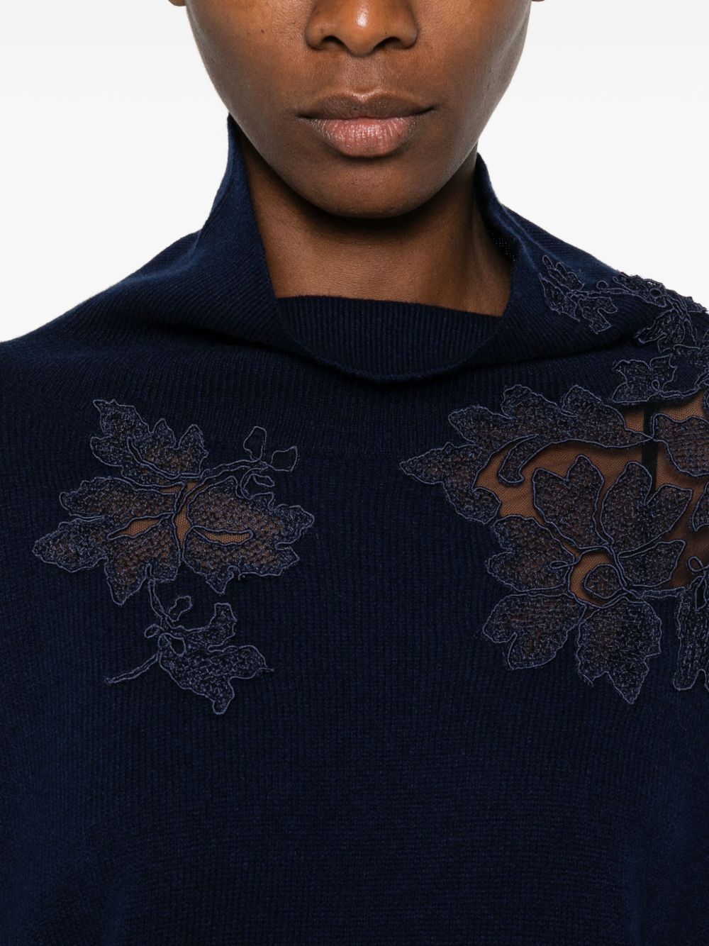 ERMANNO SCERVINO Floral Appliqué Rollneck Sweater