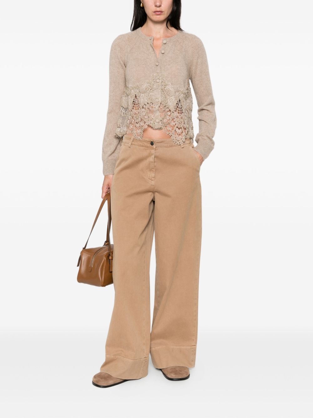 ERMANNO SCERVINO Lace Trim Cashmere Cardigan - Women's Long Sleeve