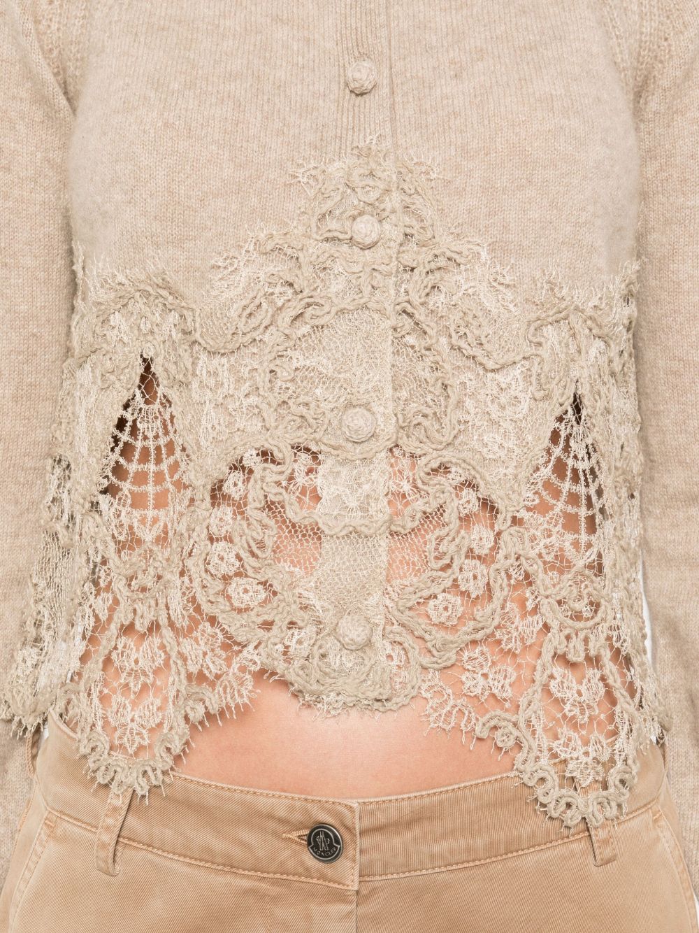 ERMANNO SCERVINO Lace Trim Cashmere Cardigan - Women's Long Sleeve