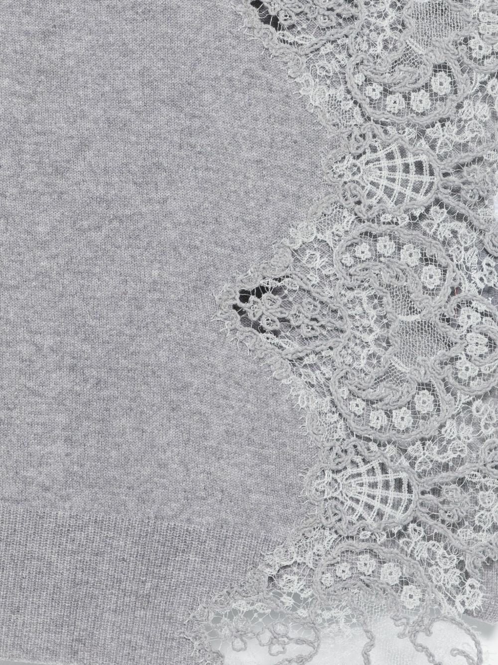 ERMANNO SCERVINO Lace Cashmere Scarf with Asymmetrical Trim