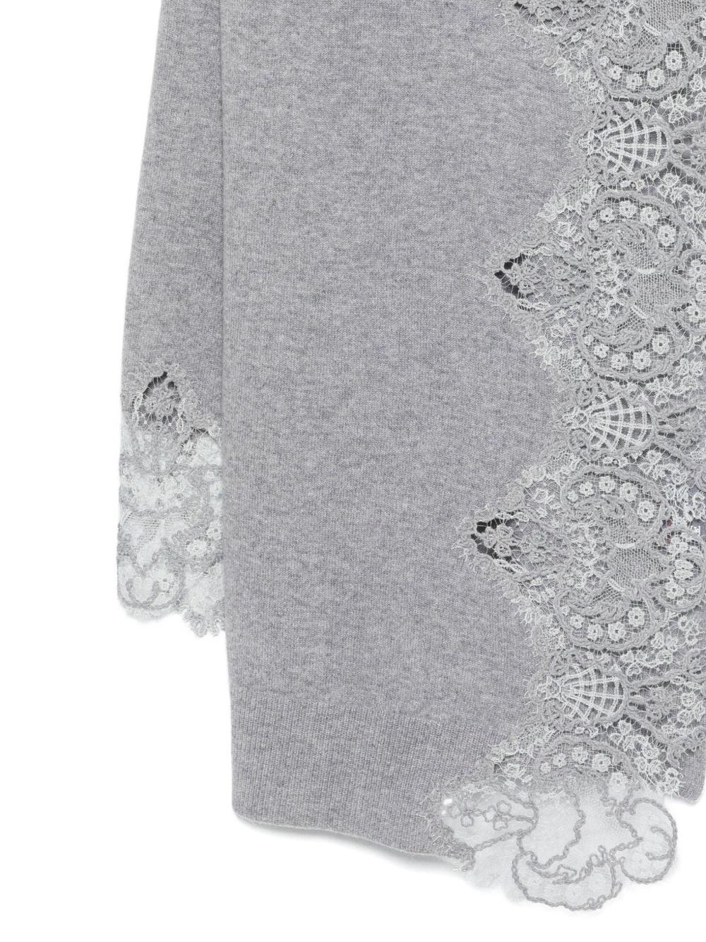 ERMANNO SCERVINO Lace Cashmere Scarf with Asymmetrical Trim