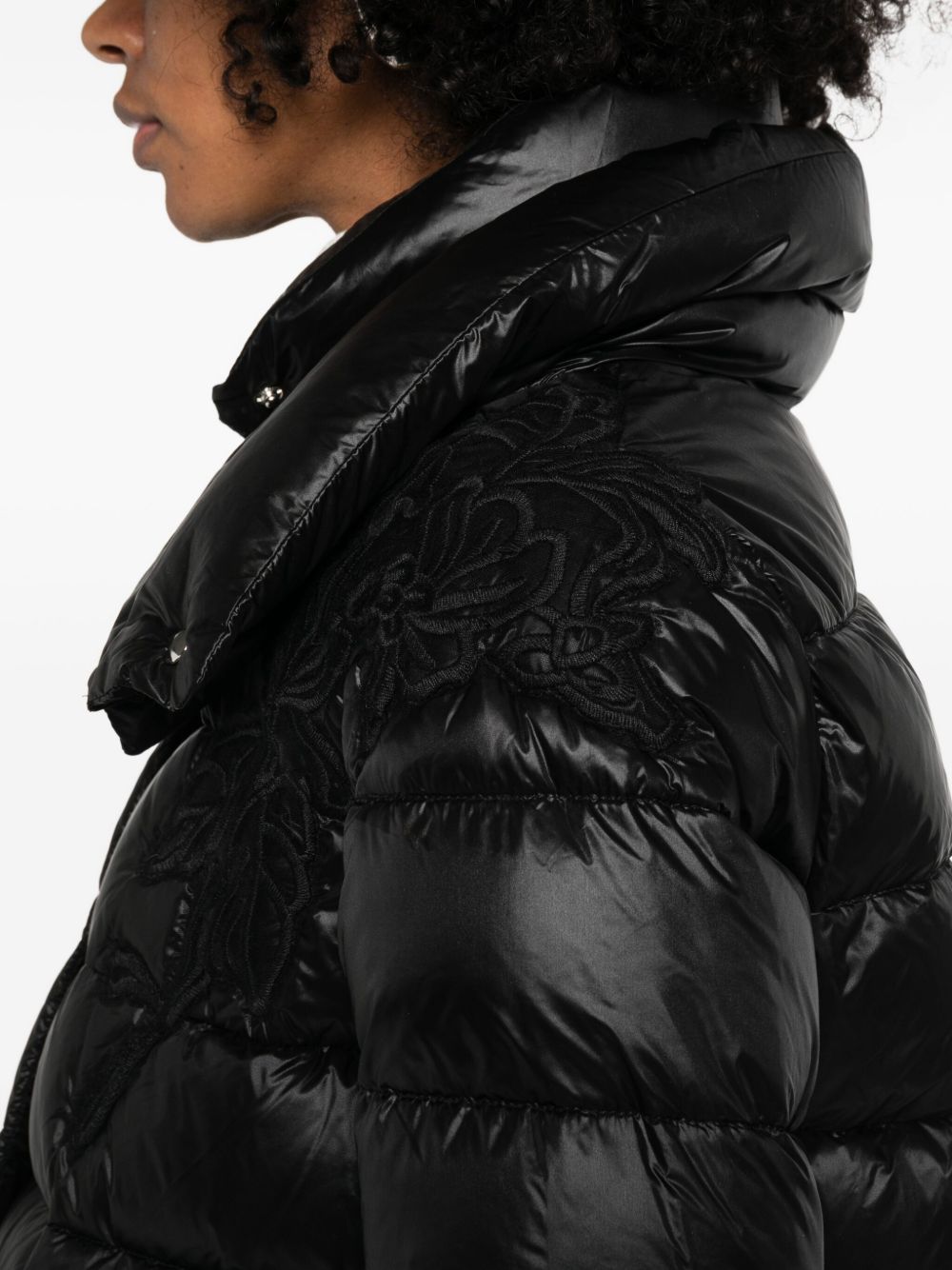 ERMANNO High Neck Padded Down Jacket with Detachable Hood