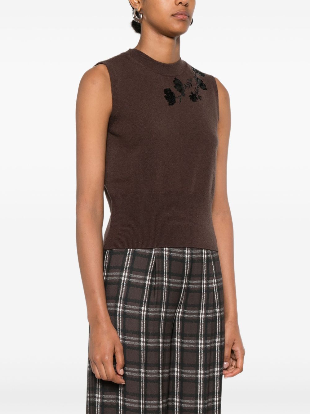 ERMANNO Sleeveless Floral Sequin Knit Top