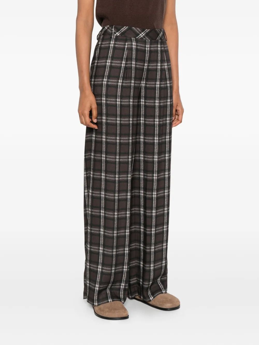 ERMANNO Checkered Pleated Trousers for Women - FW25