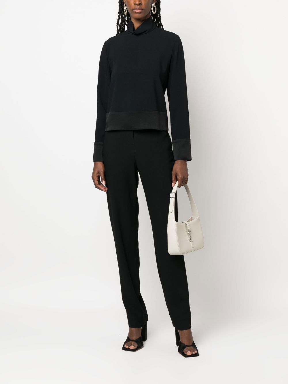 EMPORIO ARMANI Satin Band Turtleneck Blouse