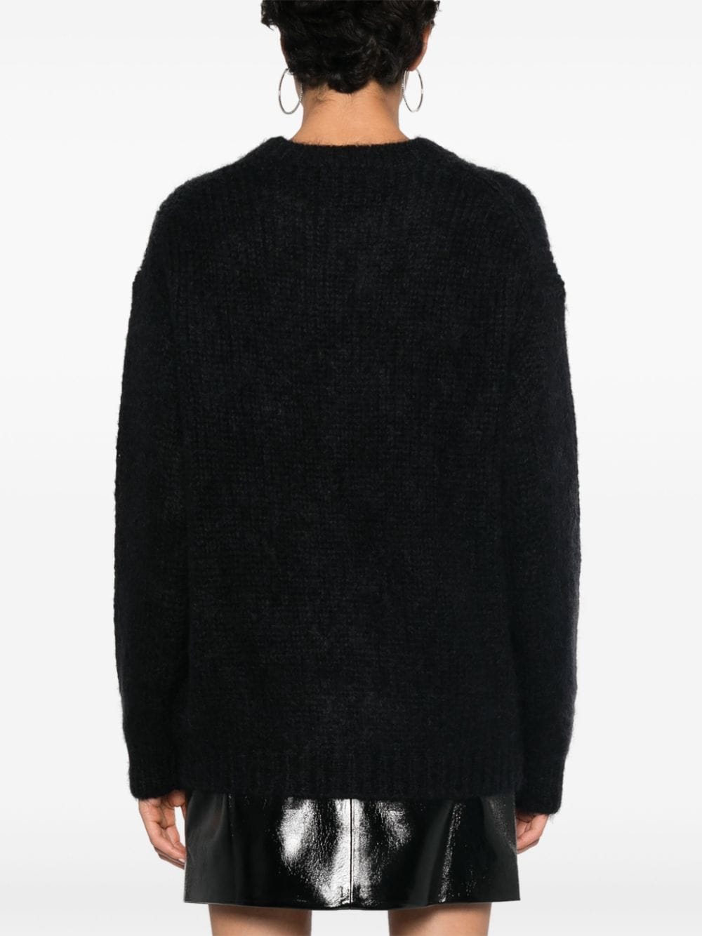 PAROSH Mohair Blend Drop Shoulder Crew Neck Sweater