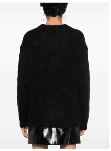 PAROSH Mohair Blend Drop Shoulder Crew Neck Sweater