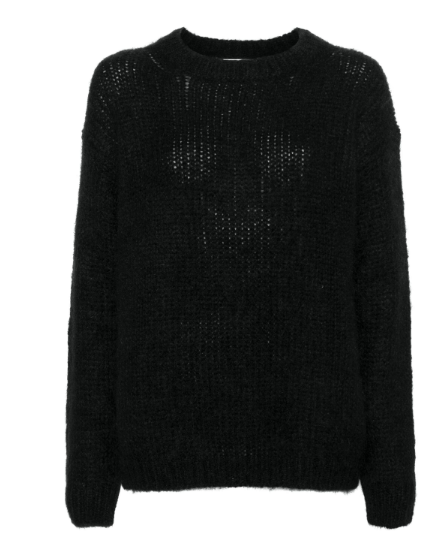 PAROSH Mohair Blend Drop Shoulder Crew Neck Sweater