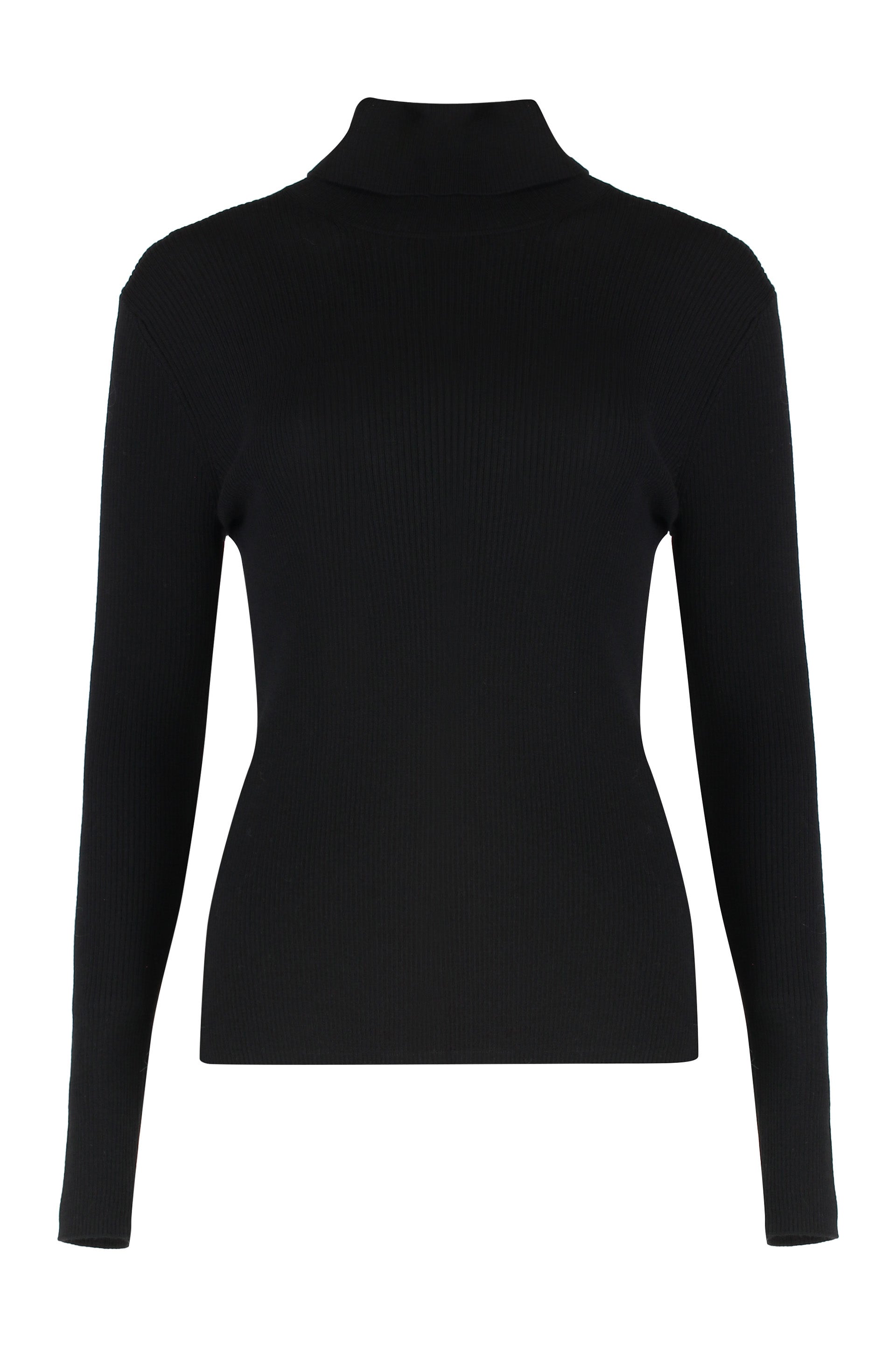 PAROSH Leila Wool Turtleneck Sweater with Back Slit Hem