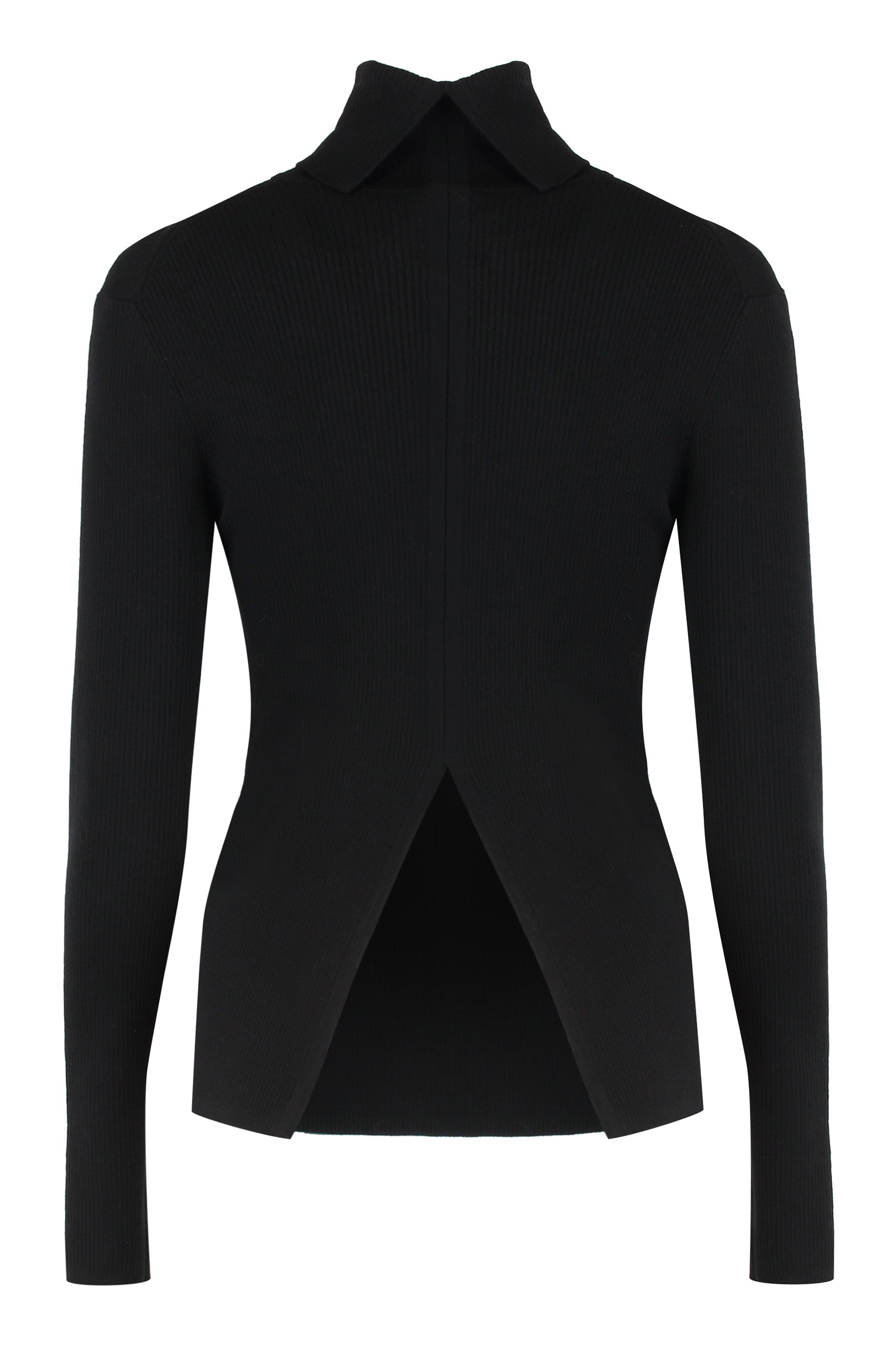 PAROSH Leila Wool Turtleneck Sweater with Back Slit Hem