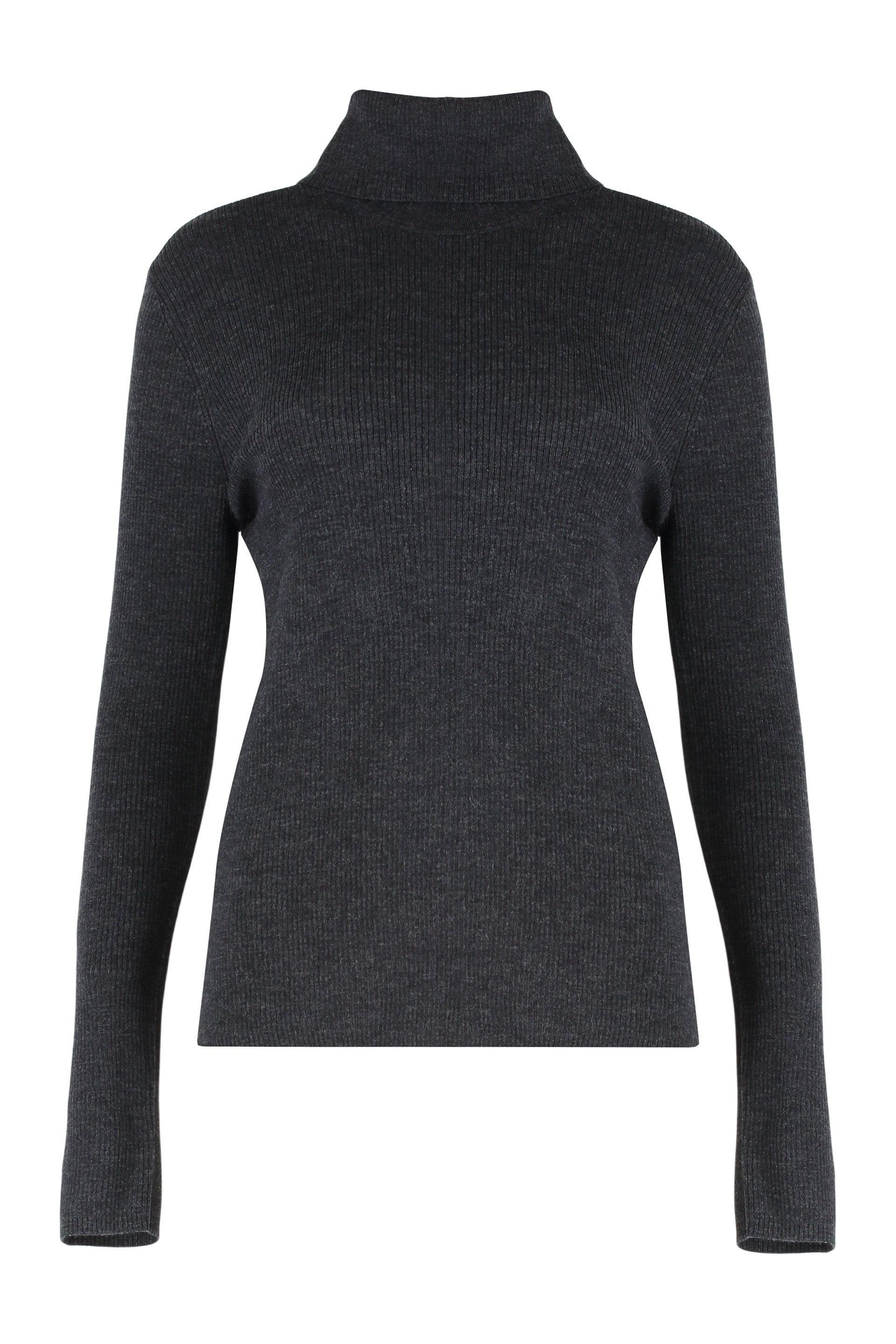 PAROSH Wool Turtleneck Sweater with Back Slit Hem - Women’s Fashion