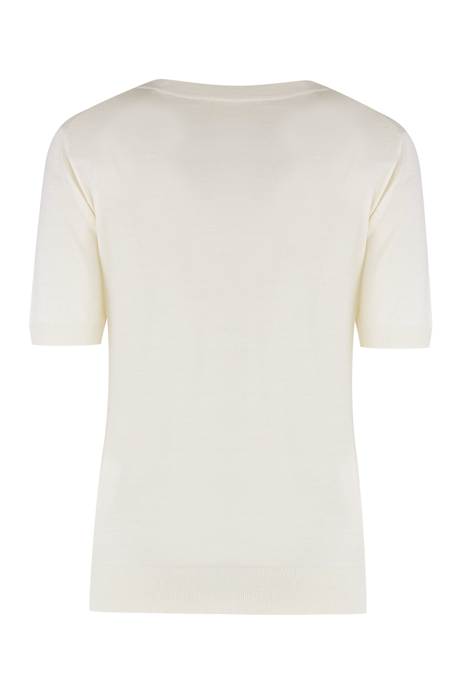 PAROSH Short Sleeve Sweater with Ribbed Knit Edges