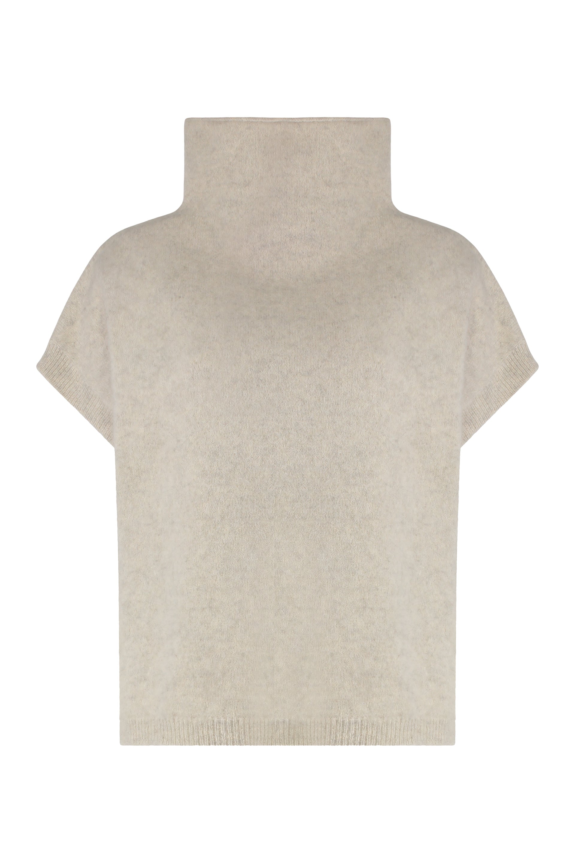 PAROSH Wool Turtleneck Sweater with Ribbed Knit Edges