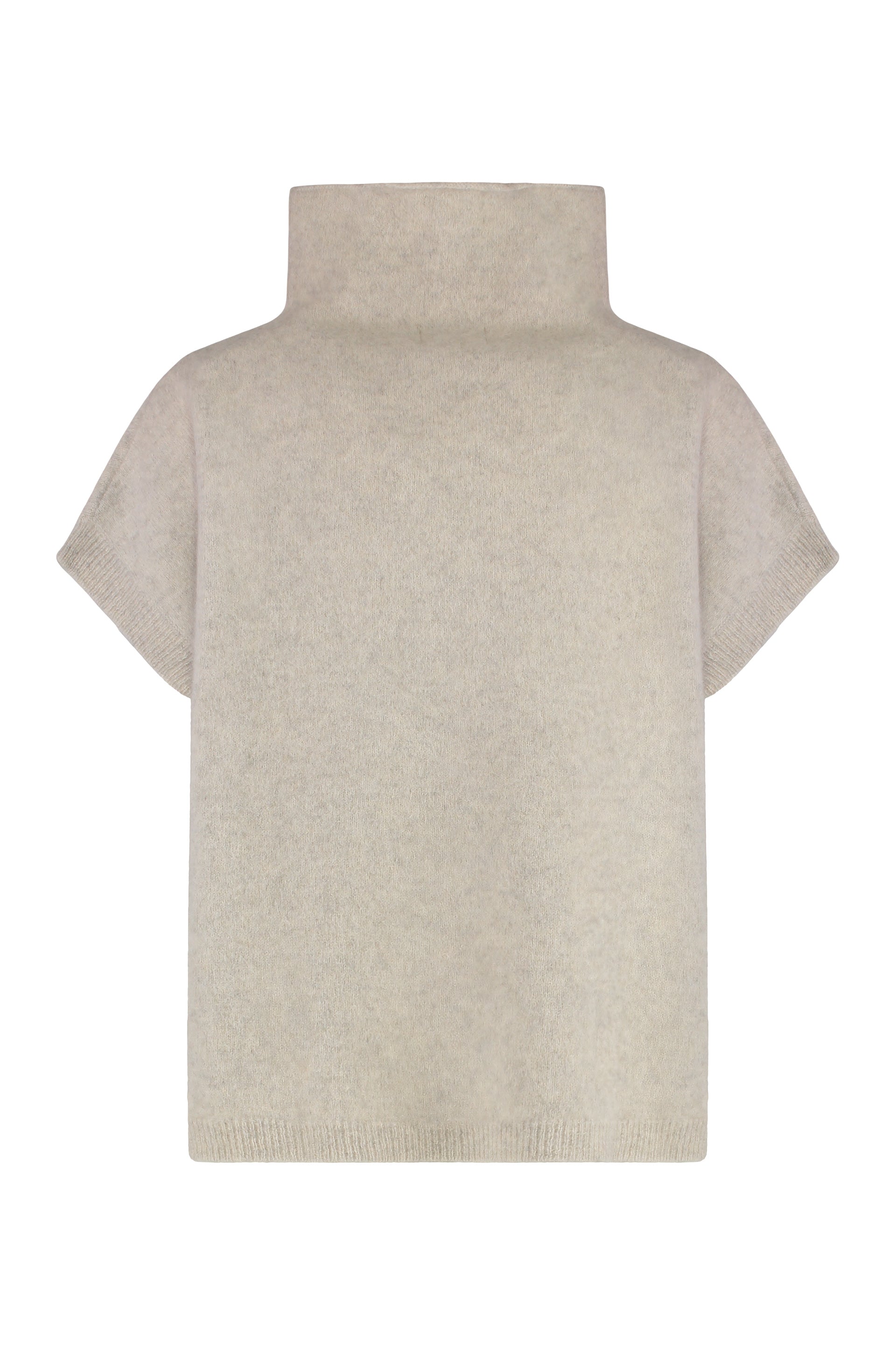 PAROSH Wool Turtleneck Sweater with Ribbed Knit Edges