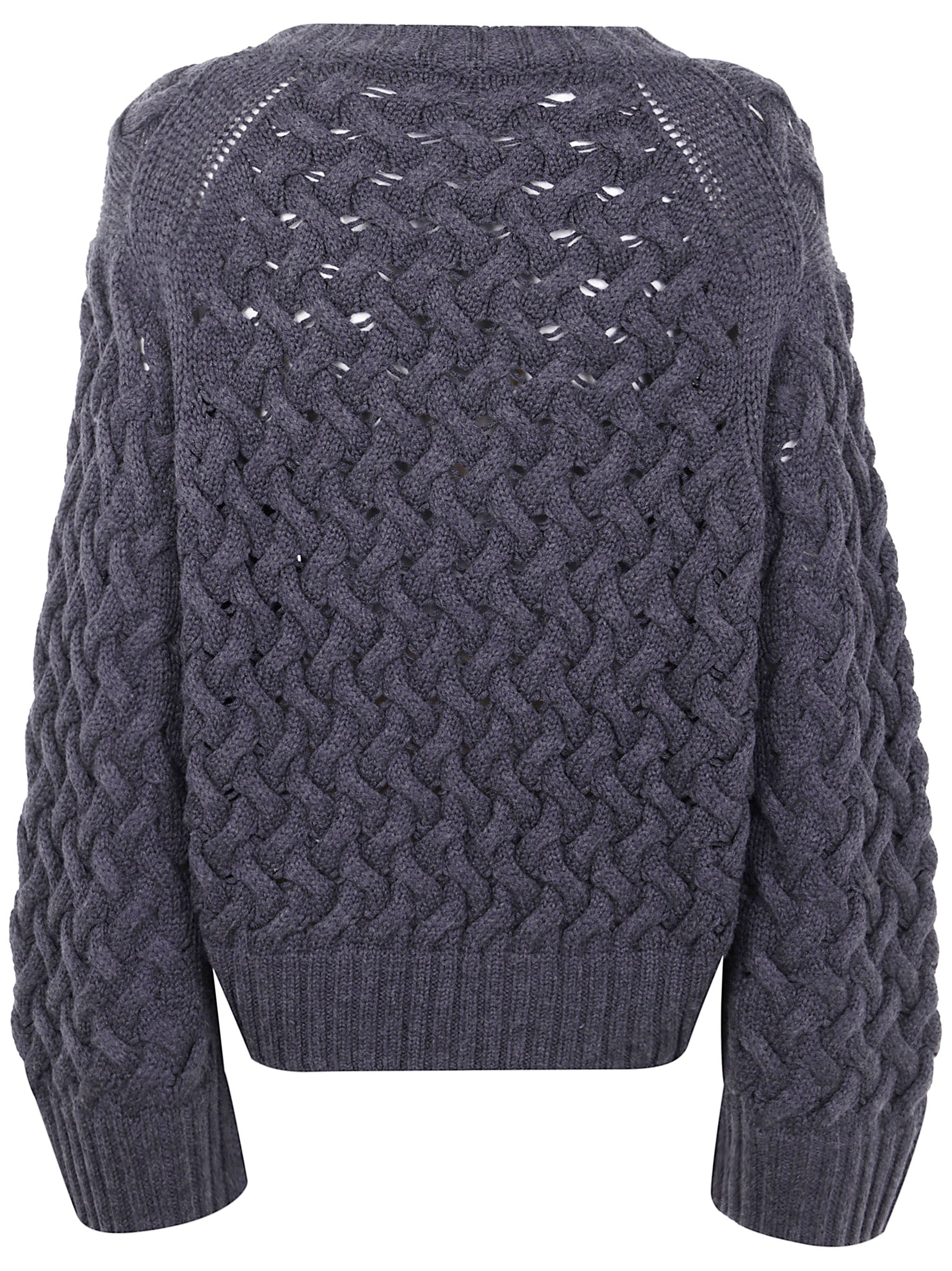 PAROSH Round Neck Basket Stitch Sweater for Women