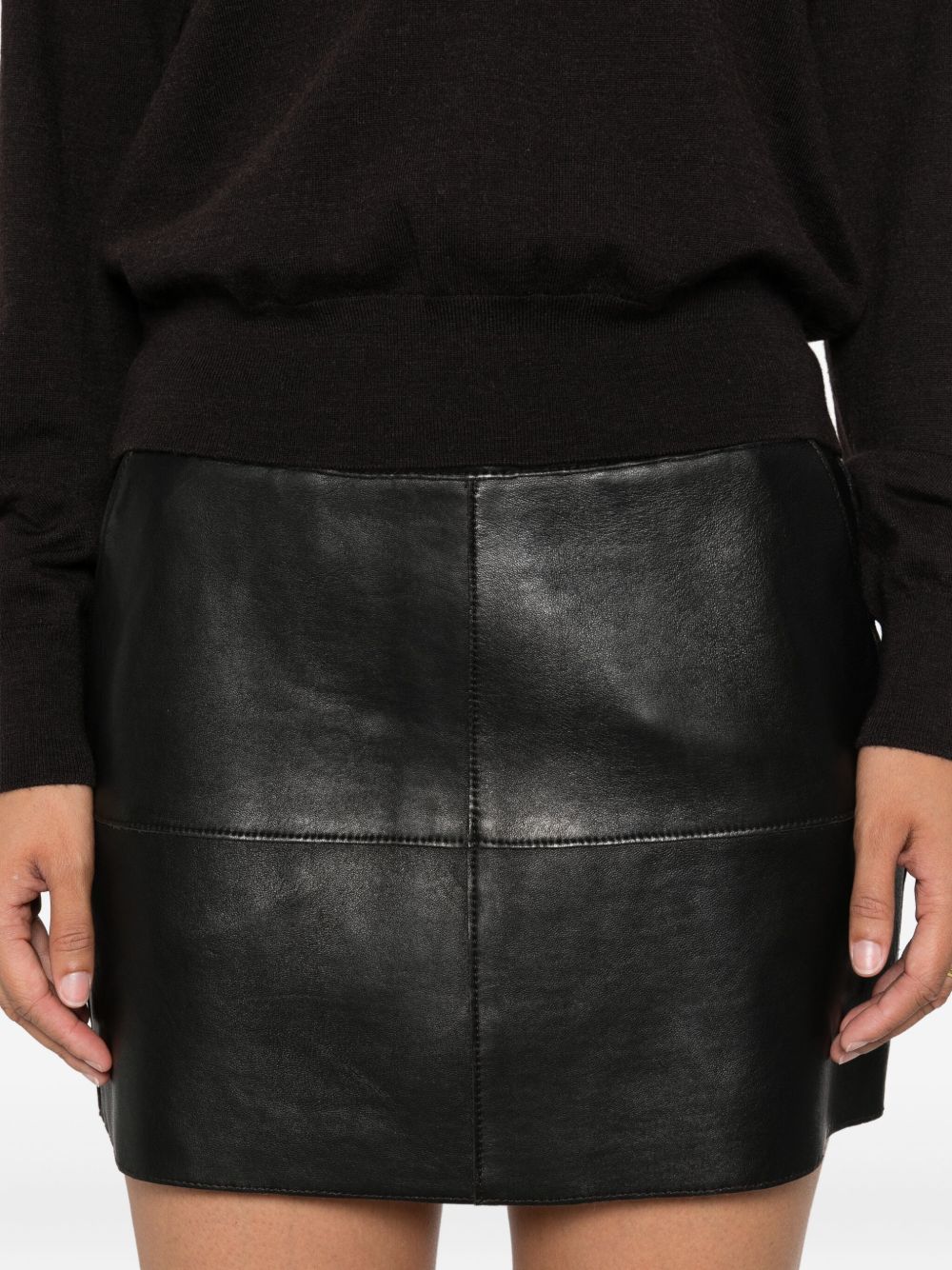 PAROSH Fitted Leather Mini Skirt