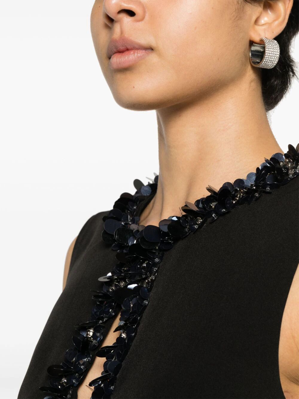 PAROSH Sleeveless Mini Dress with Paillettes