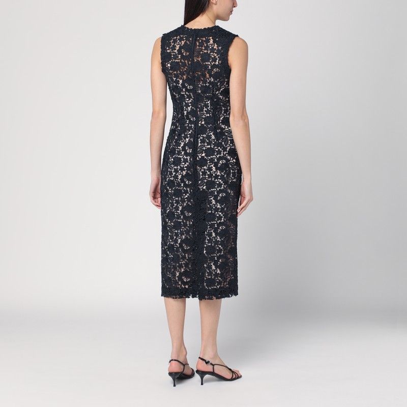 PAROSH Lace Midi Dress with Round Neck