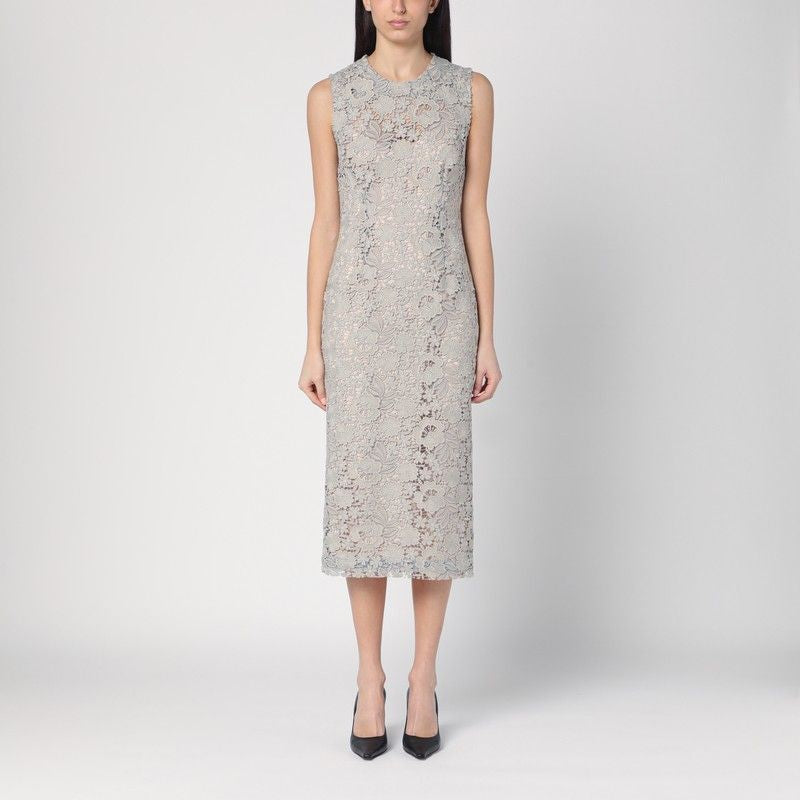 PAROSH Sleeveless Lace Midi Dress