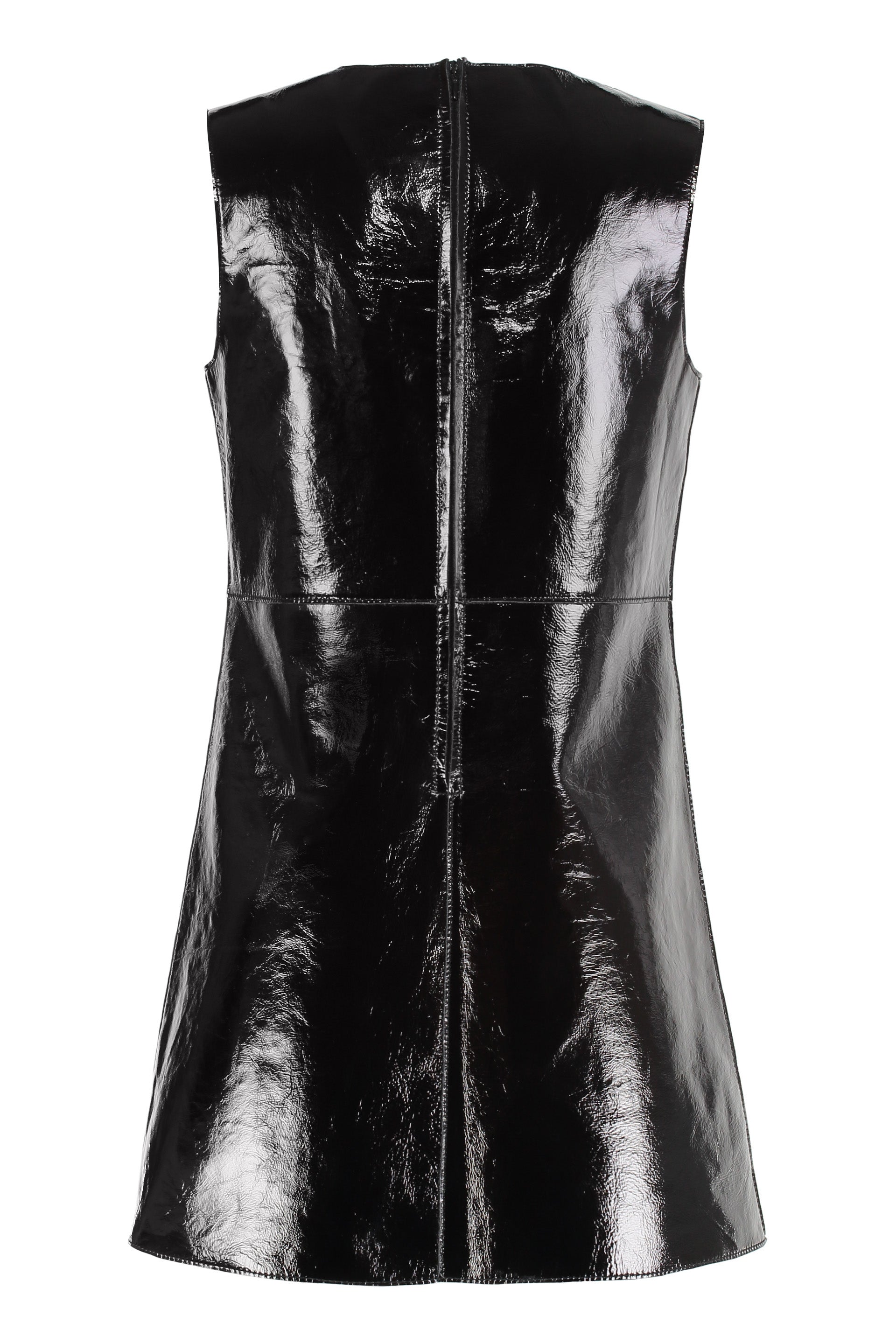 PAROSH Mini Leather Dress with Shiny Effect
